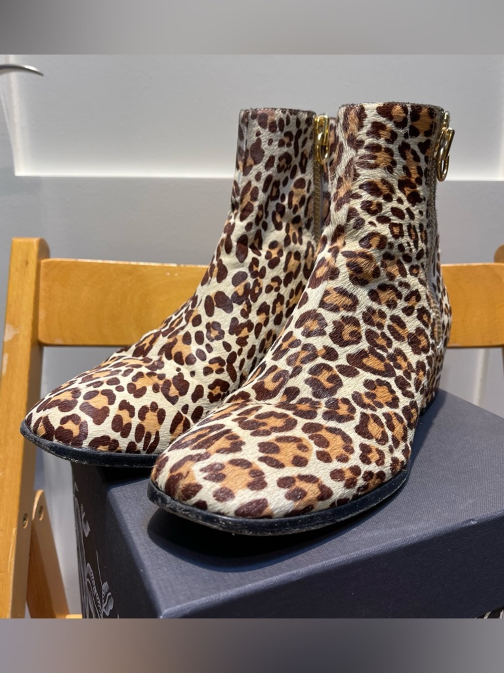 Joie Calf Hair Leopard Print Ankle Boots - EU 40